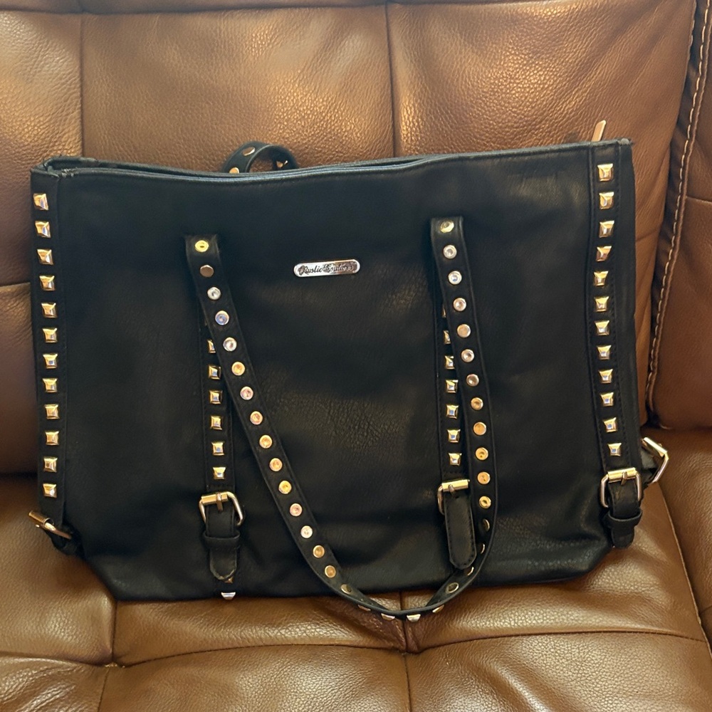 Elegant Black Tote with Gold Accents